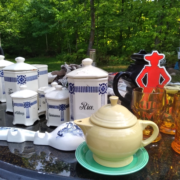 ☕ Vintage German Porcelain Coffee Canister Rare Beautiful  DESERVES JOY 🔜 - Picture 6 of 16